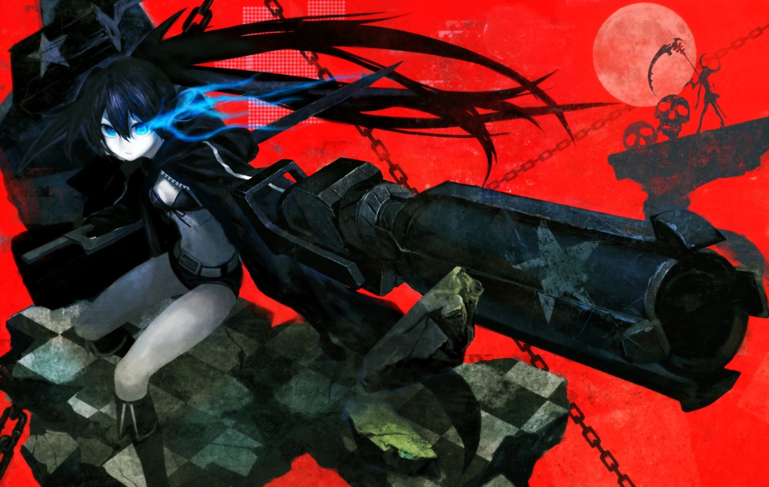 9_(pixiv27526) bikini_top black_rock_shooter black_rock_shooter_(character) swimsuits sword vocaloid