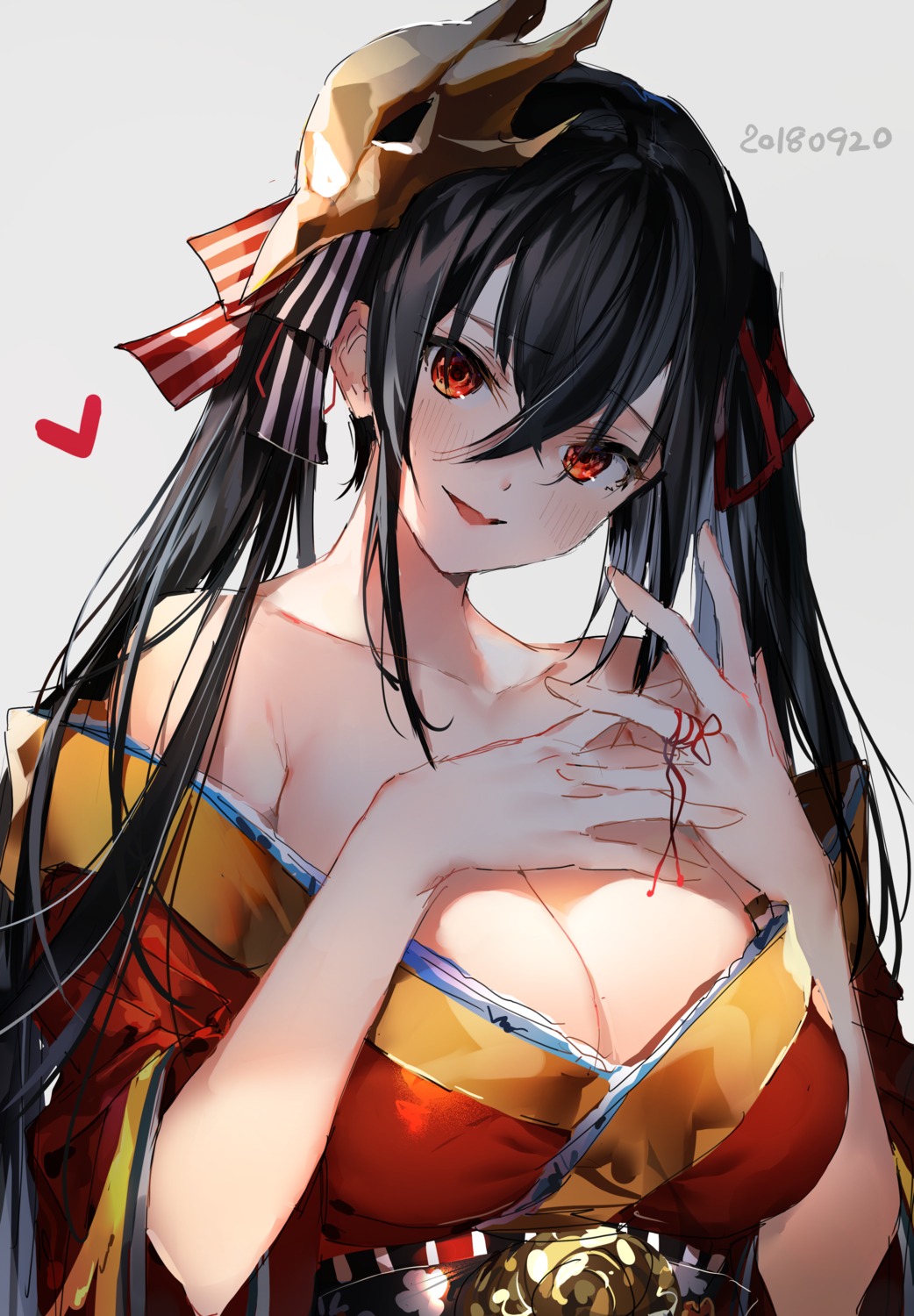 azur_lane cleavage kimono open_shirt sketch taihou_(azur_lane) umibouzu