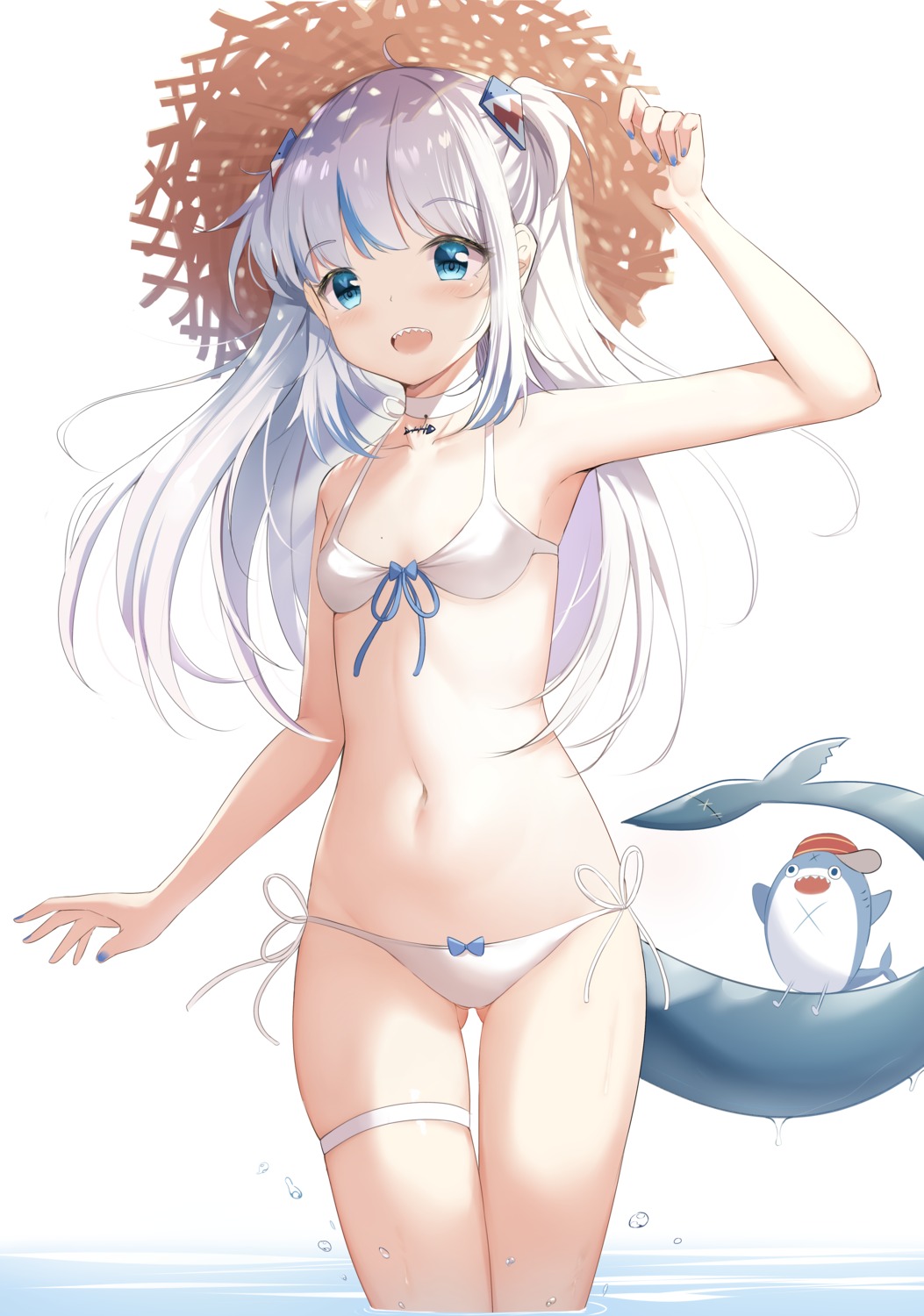 bikini chintora0201 garter gawr_gura hololive hololive_english swimsuits tail wet