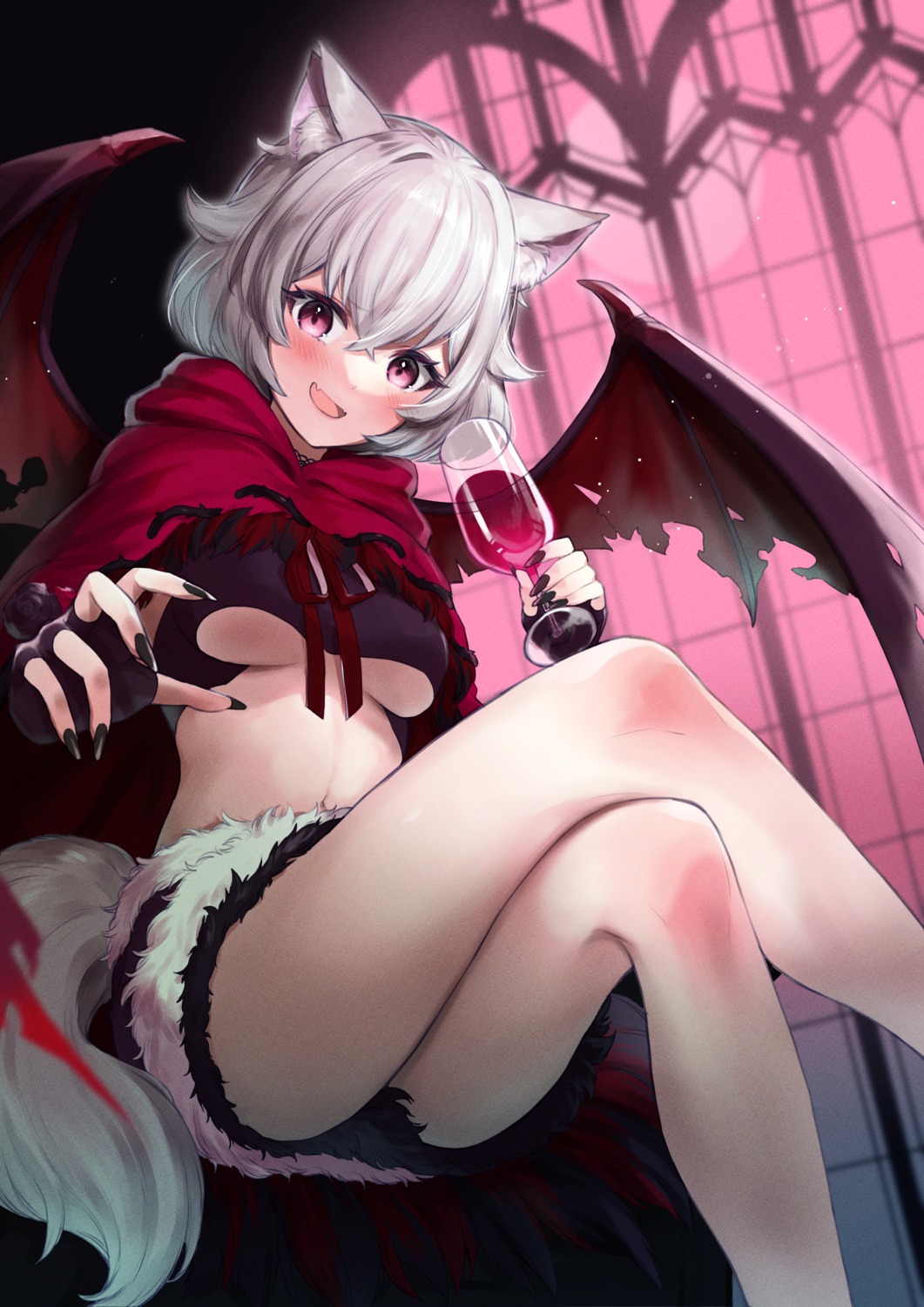 animal_ears indie_virtual_youtuber no_bra sahara1127 tail underboob wings