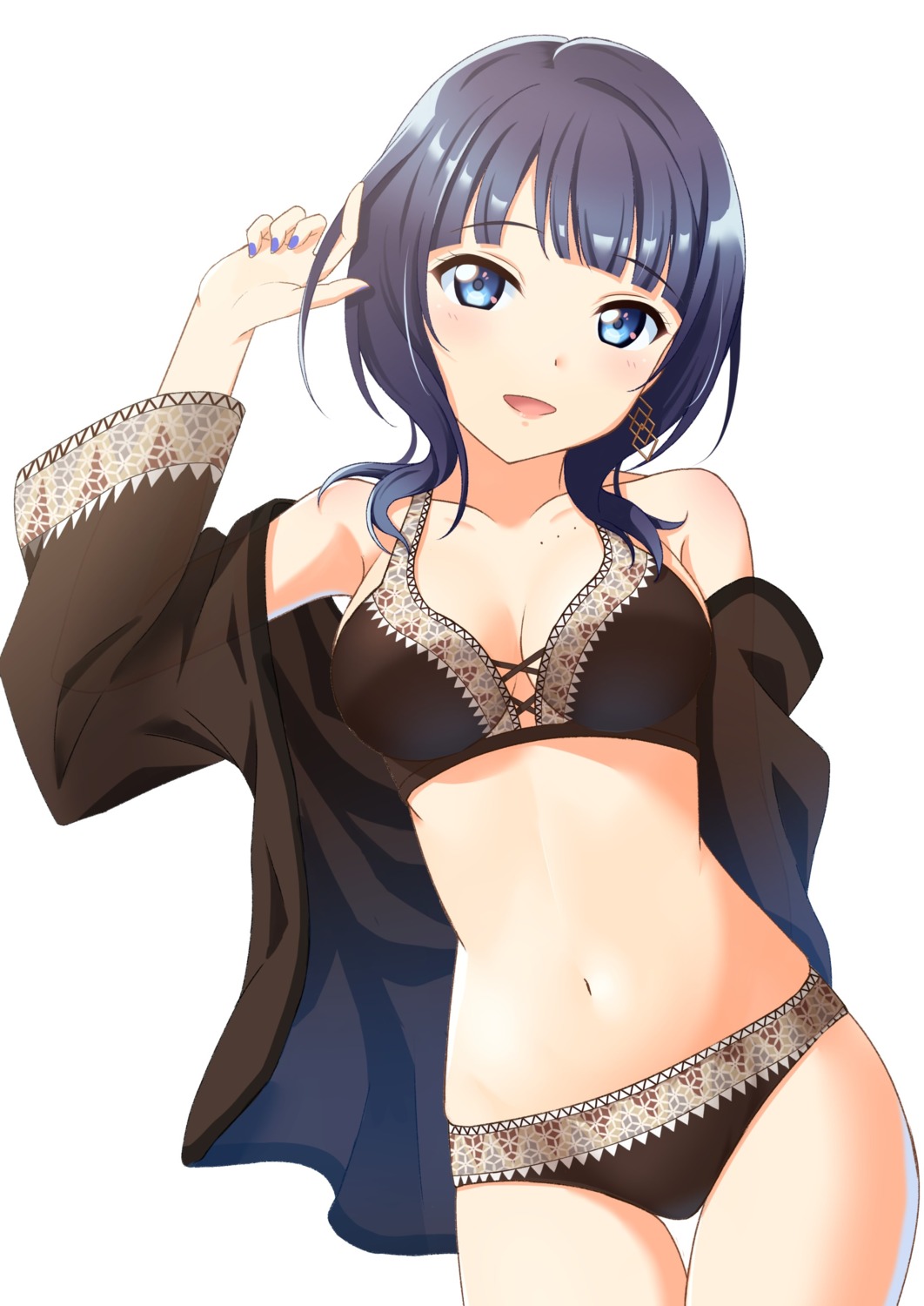 asaka_karin bikini cleavage love_live!_nijigasaki_high_school_idol_club oku_1225 open_shirt swimsuits