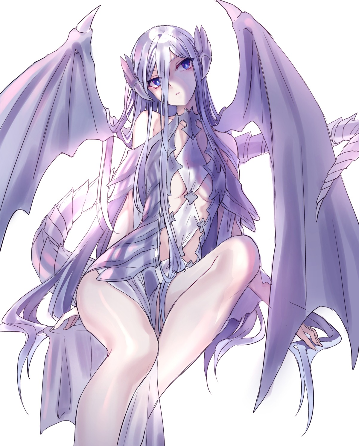 horns maruchi monster_girl no_bra tail wings yugioh