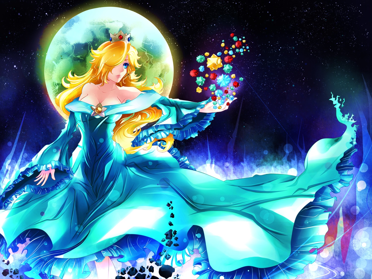 cleavage dress invidiata mario_bros. rosalina