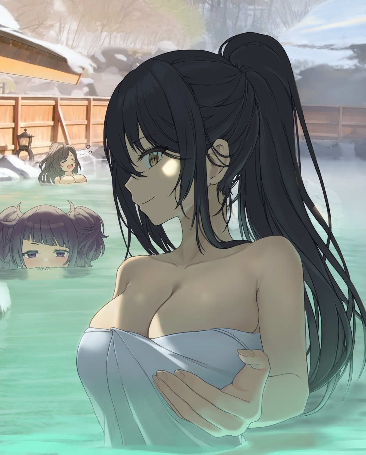 bathing onsen shirase_sakuya tagme the_idolm@ster the_idolm@ster_shiny_colors topless towel wet
