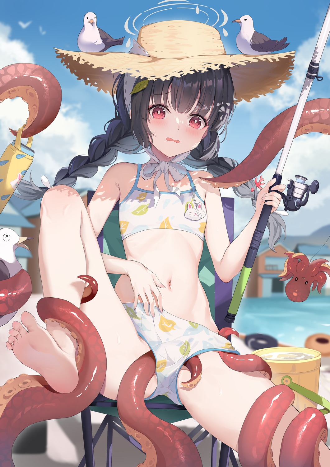 bikini blue_archive bondage feet halo kasumizawa_miyu kizuna loli swimsuits tentacles