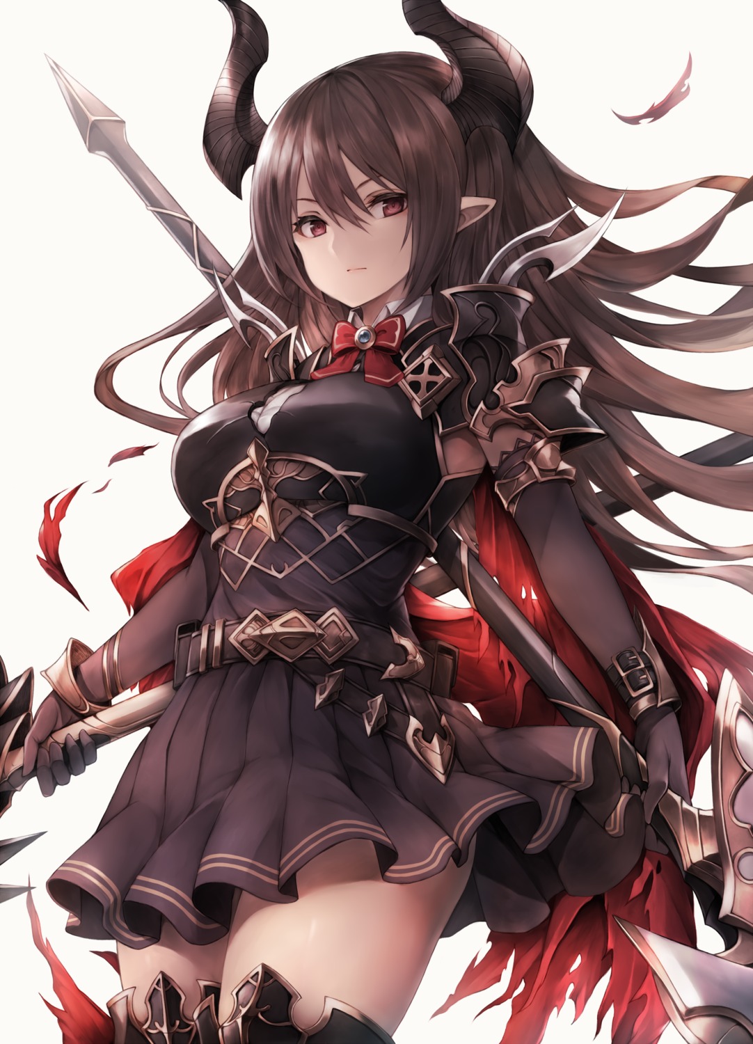 armor artist_revision forte_(shingeki_no_bahamut) horns pointy_ears shingeki_no_bahamut snm_(sunimi) thighhighs weapon