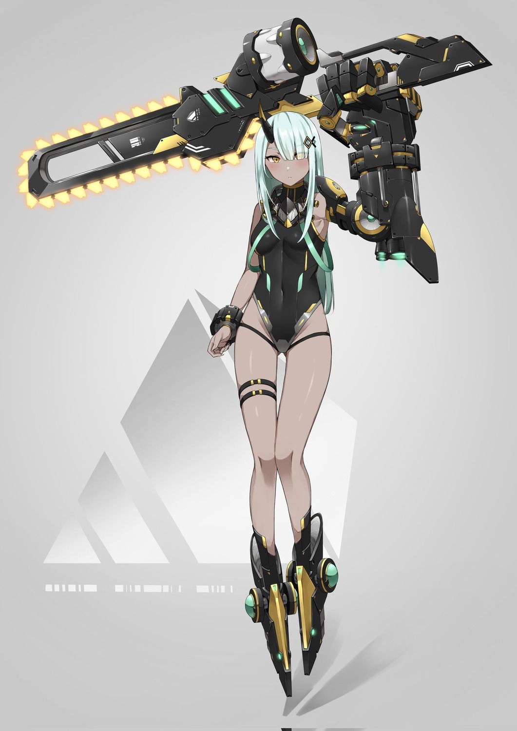 chainsaw garter horns leotard mecha_musume morros