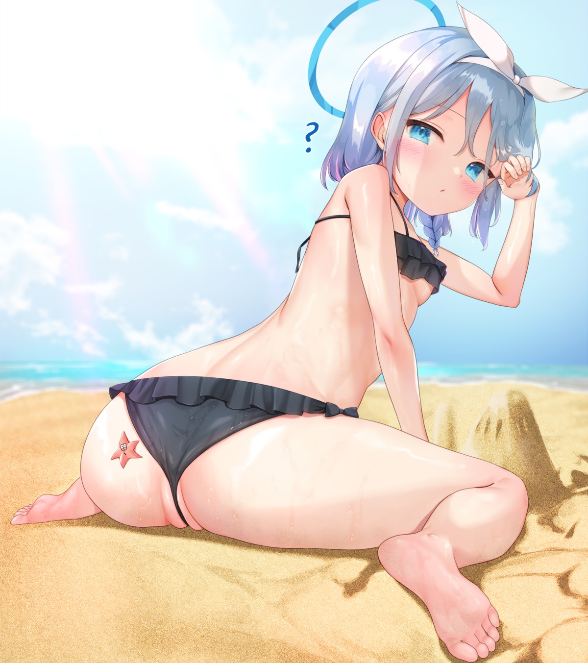 arona_(blue_archive) ass bikini blue_archive feet goldowl halo loli swimsuits thong underboob wet