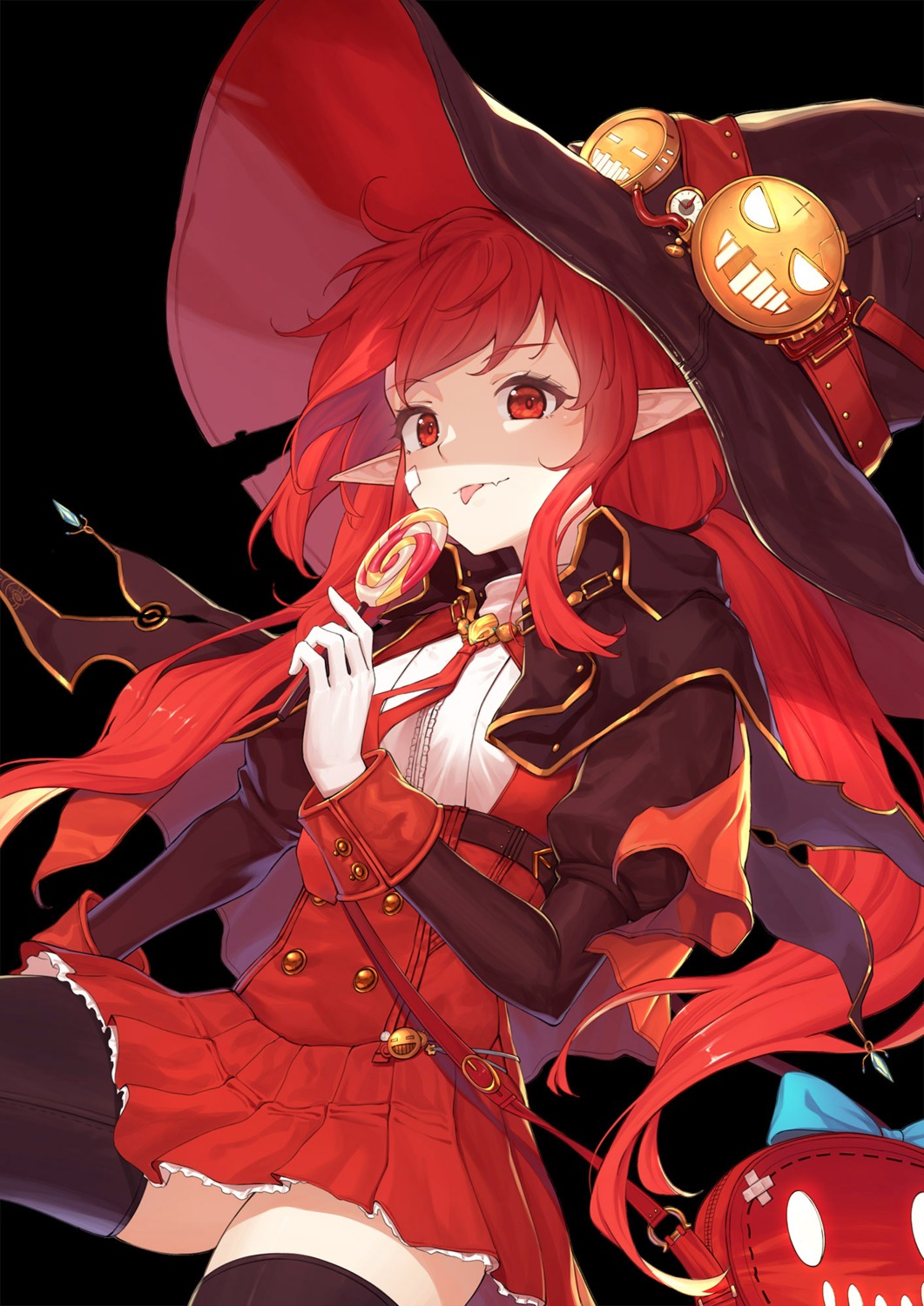 baseness dungeon_fighter pointy_ears skirt_lift thighhighs witch