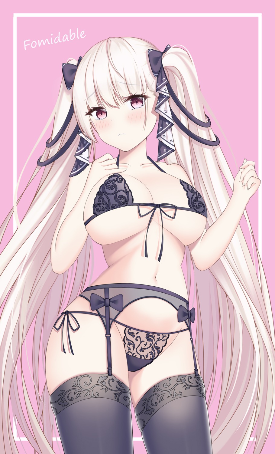 azur_lane bra formidable_(azur_lane) garter_belt lin_(user_uzmw2535) lingerie pantsu stockings string_panties thighhighs