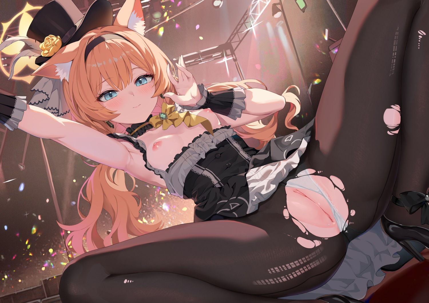 animal_ears blue_archive breasts halo heels iochi_mari kizuna loli nekomimi nipples no_bra pantsu panty_pull pantyhose pussy skirt_lift thong torn_clothes uncensored uniform