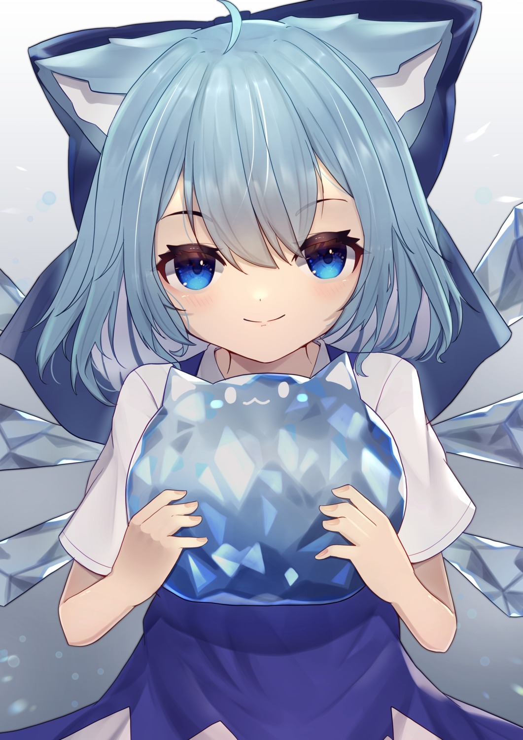 animal_ears cirno dress hinata_(pixiv53862745) nekomimi touhou wings