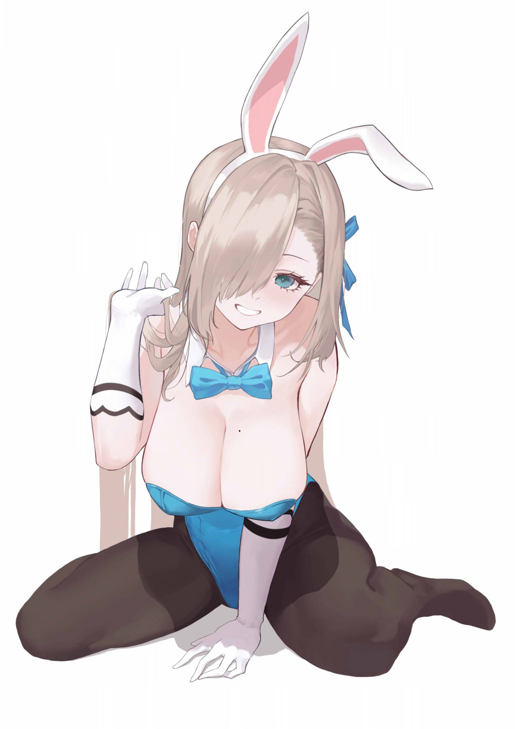 animal_ears blue_archive bunny_ears bunny_girl ichinose_asuna no_bra pantyhose shou_xun_bu_liang