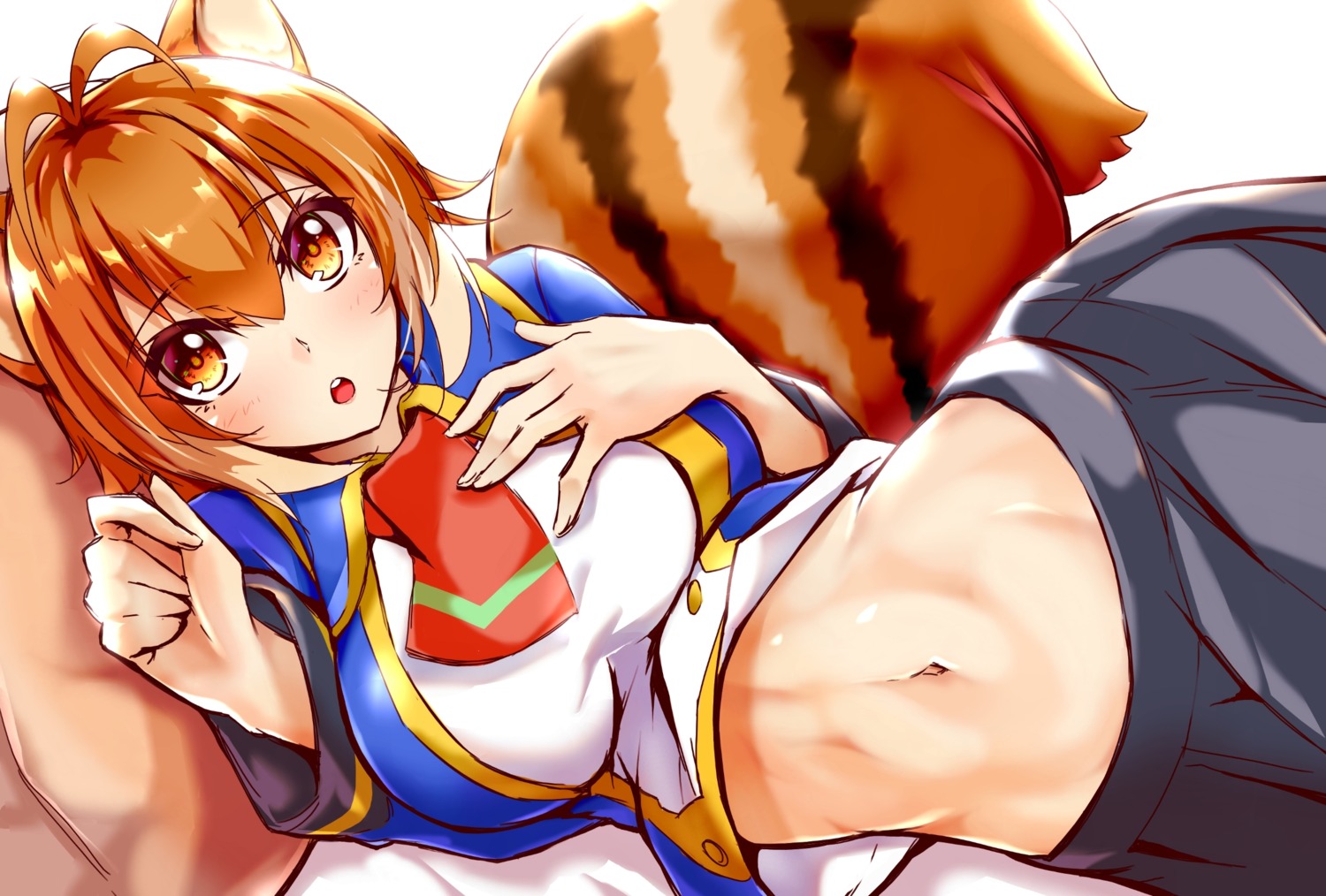 animal_ears blazblue breast_hold chukachuka makoto_nanaya tail