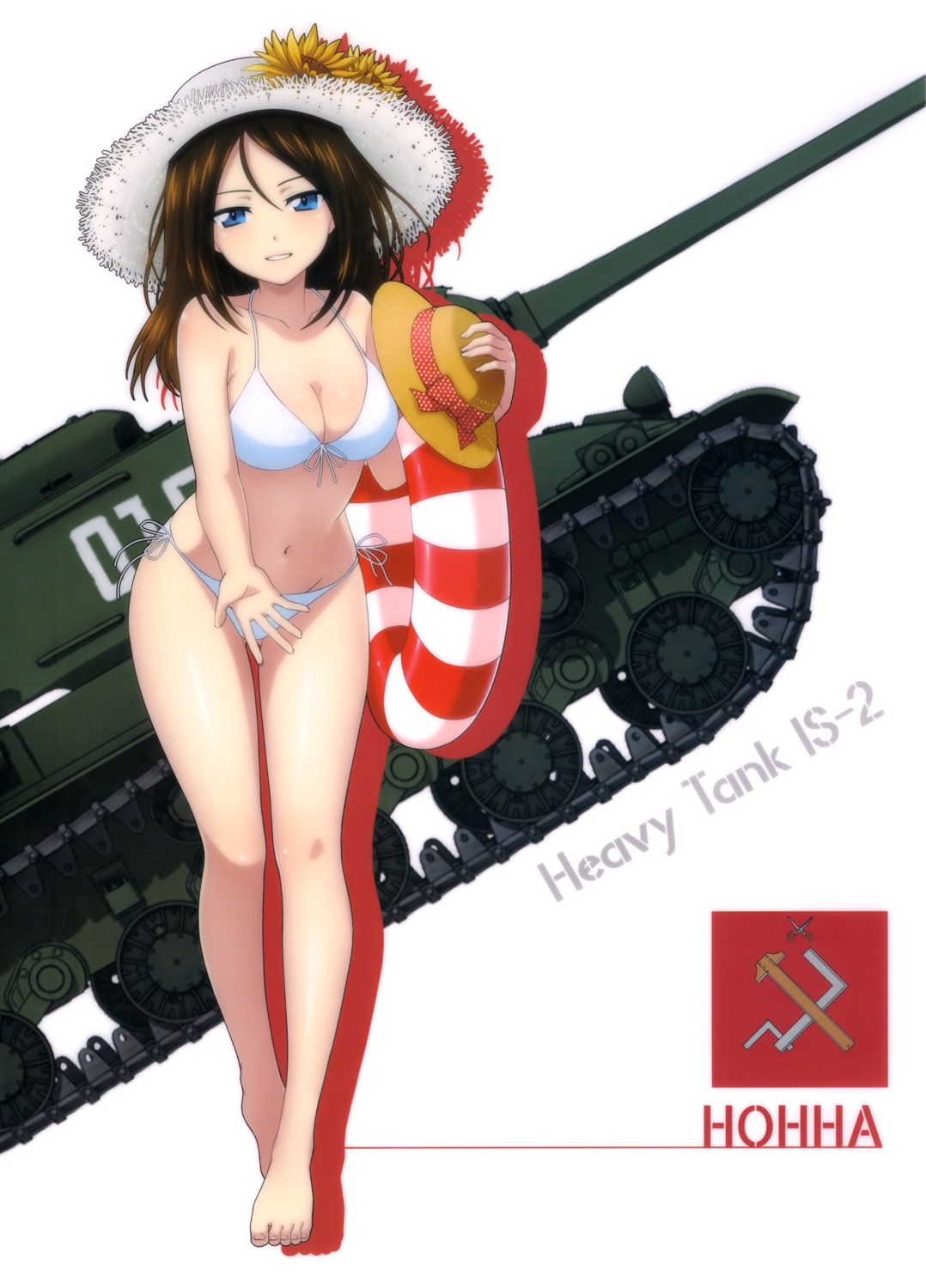 bikini cleavage girls_und_panzer nonna swimsuits