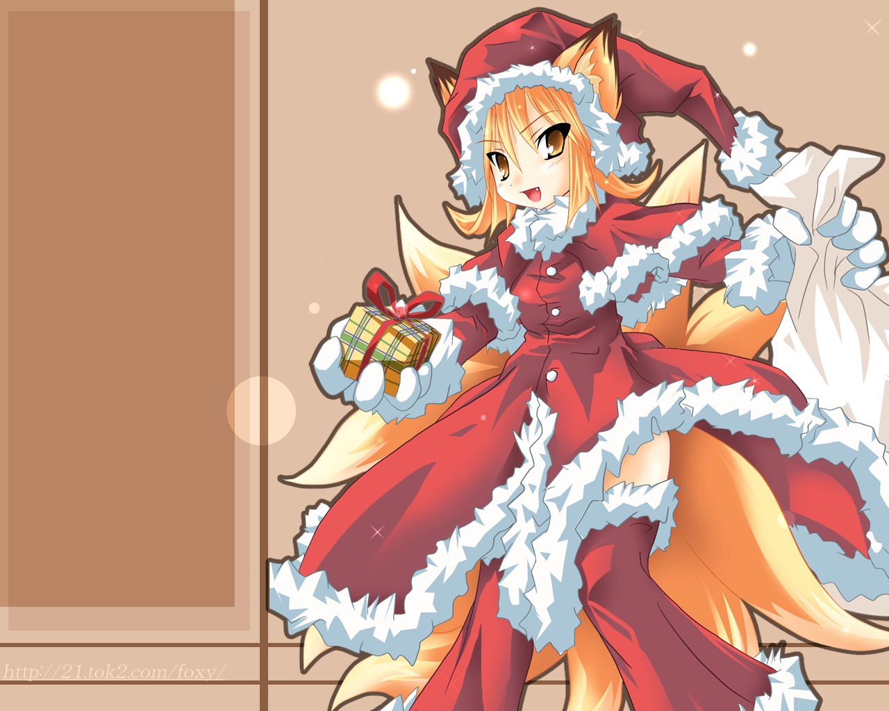 christmas kazami_karasu kitsune touhou wallpaper yakumo_ran