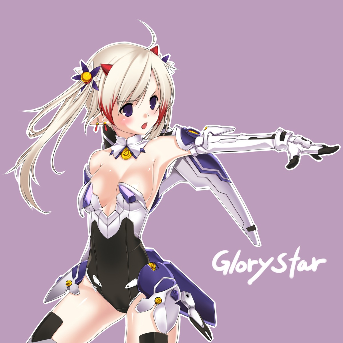 aisha_(elsword) cleavage elsword kuronell mecha_musume thighhighs