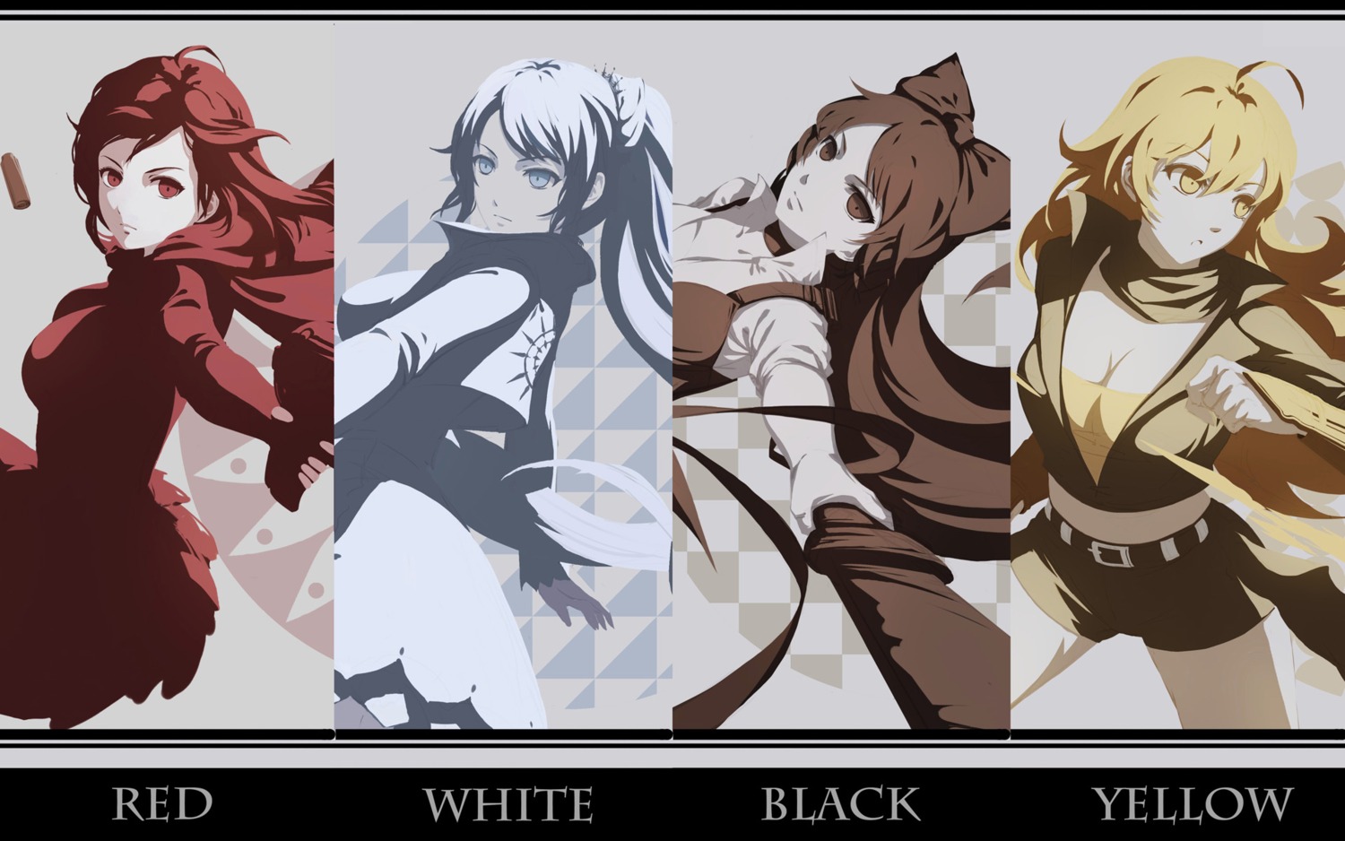 blake_belladonna cleavage ruby_rose rwby weiss_schnee yang_xiao_long yijian_ma