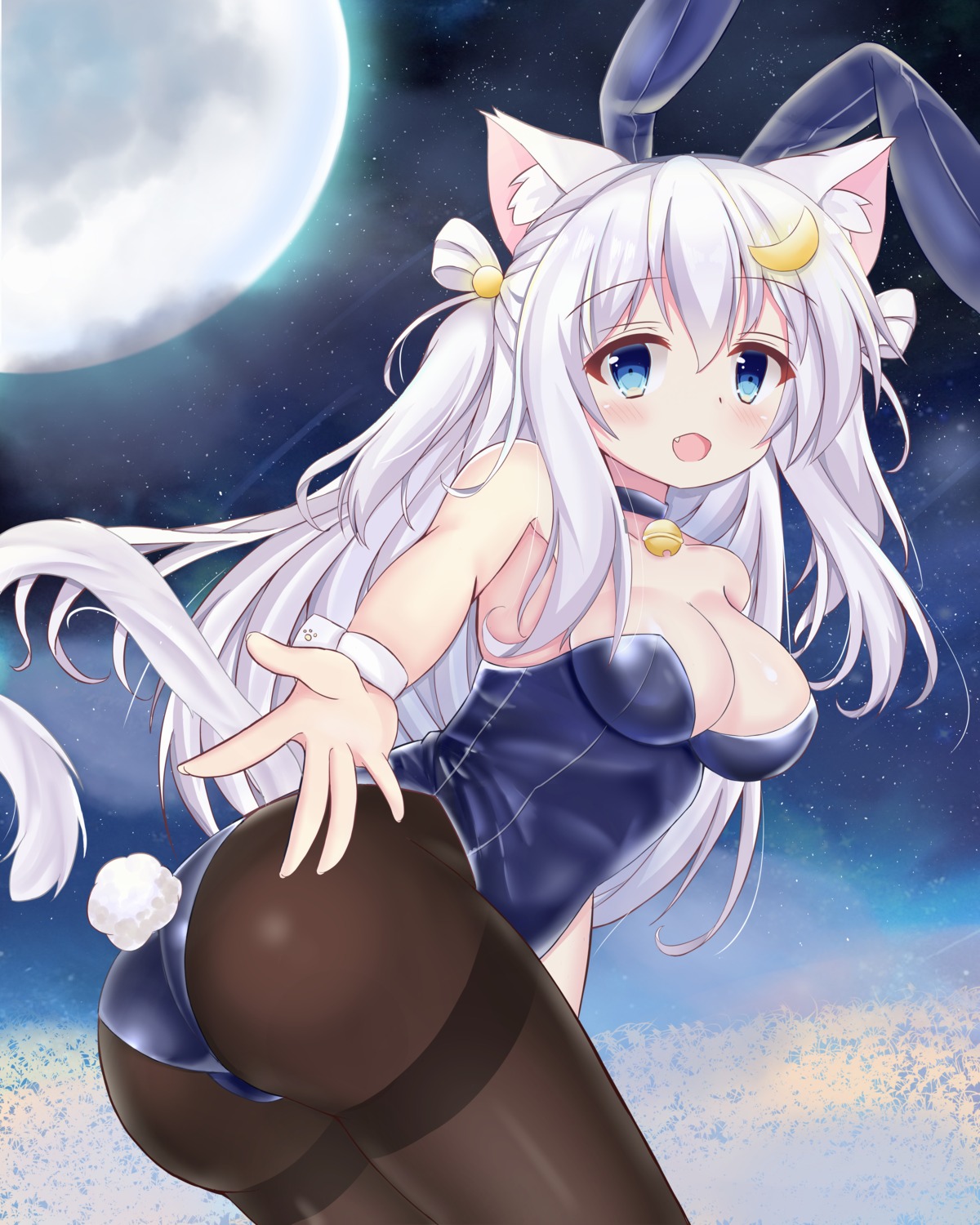 animal_ears ass bunny_ears bunny_girl kurashina_yuzuki nekomimi no_bra pantyhose tail