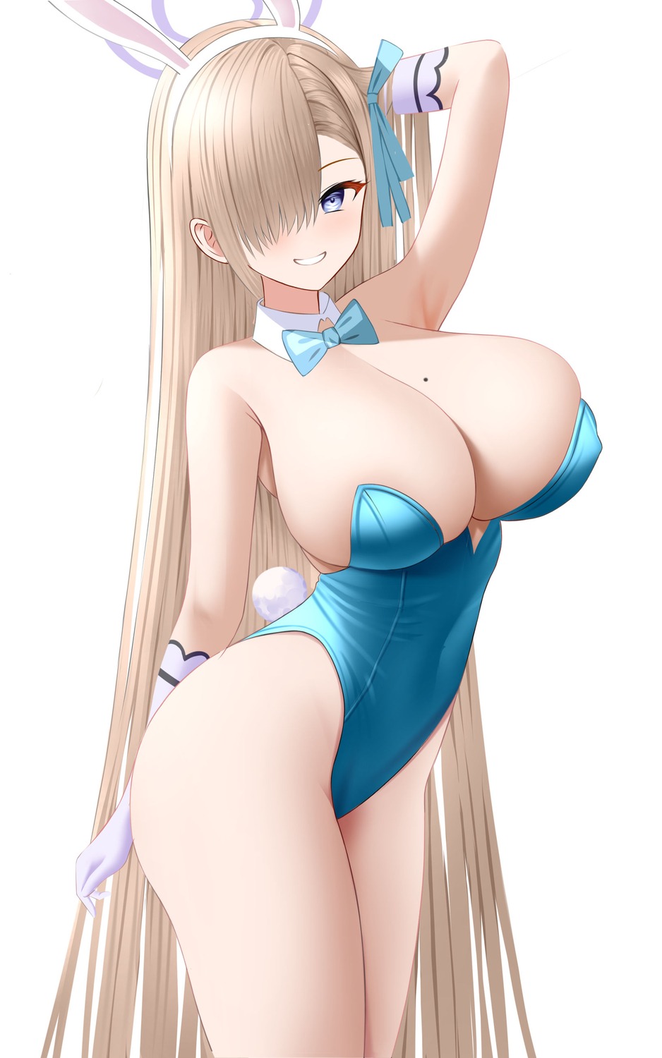 animal_ears blue_archive bunny_ears bunny_girl erect_nipples halo ichinose_asuna no_bra tail tina_(tinafya)