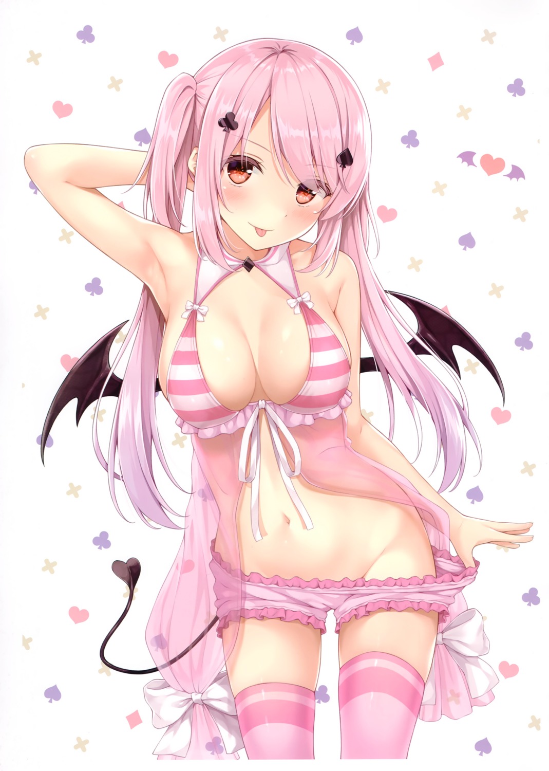 karutamo lingerie see_through tail thighhighs wings