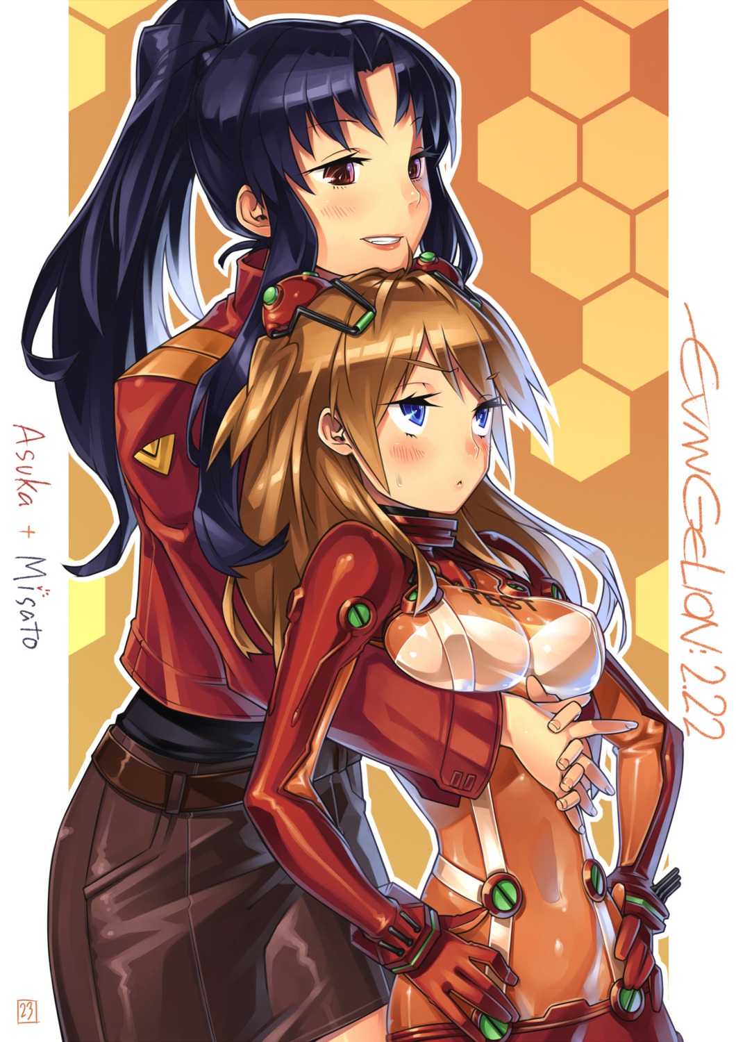 bodysuit katsuragi_misato neon_genesis_evangelion real_xxiii souryuu_asuka_langley