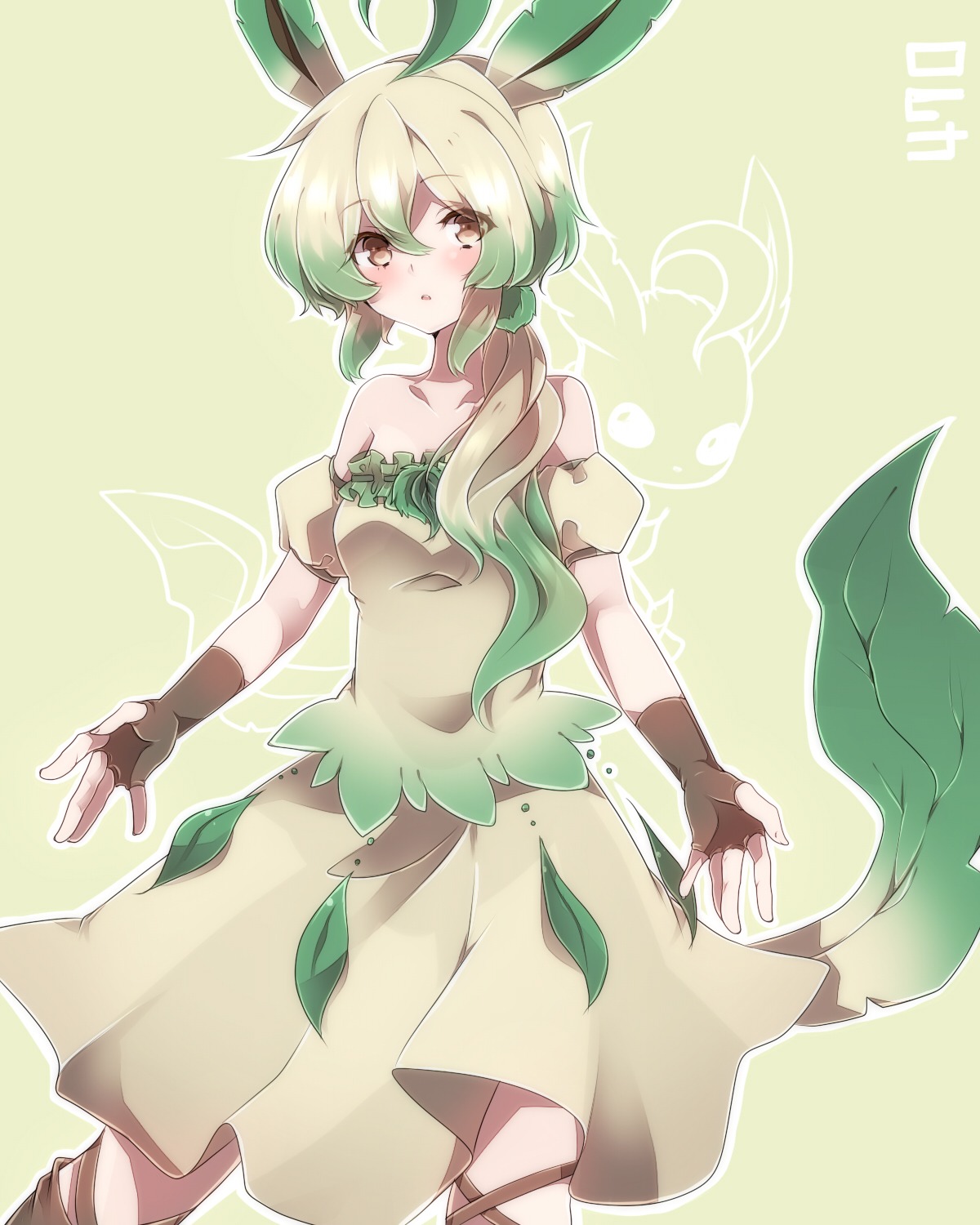 anthropomorphization dress leafeon pokemon takeshima_eku