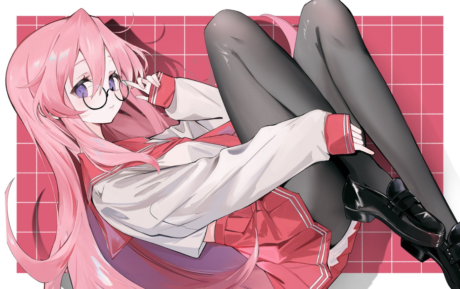 august. lucky_star megane pantyhose seifuku skirt_lift takara_miyuki