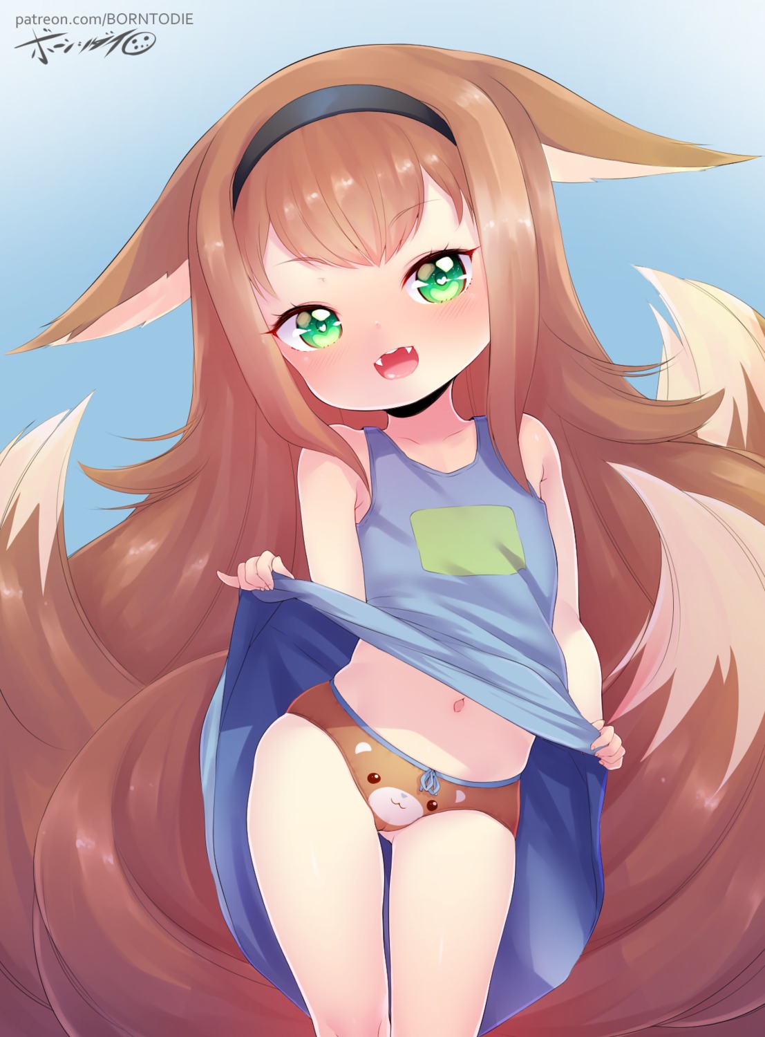 animal_ears born-to-die cameltoe dress kitsune loli pantsu skirt_lift tail