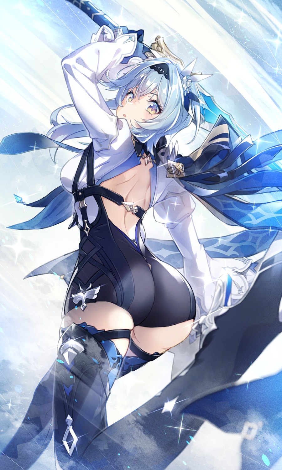 ass eula genshin_impact hatsuga_(dmaigmai) heels sword thighhighs