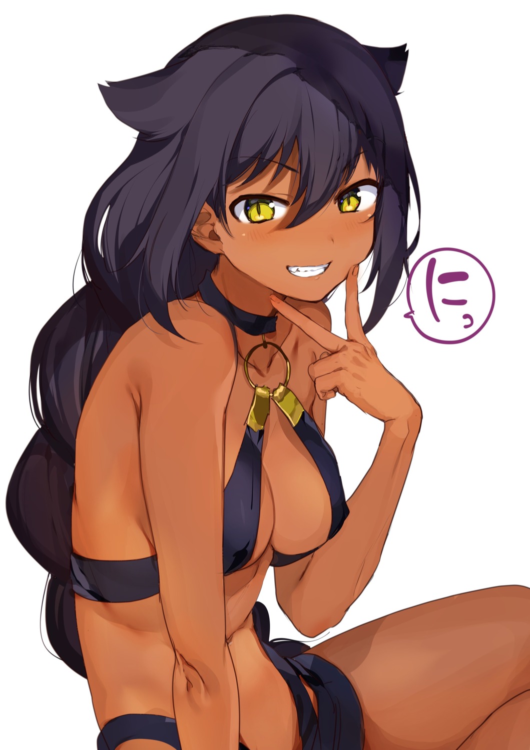 animal_ears bikini cleavage erect_nipples jahy jahy-sama_wa_kujikenai! konbu_wakame swimsuits