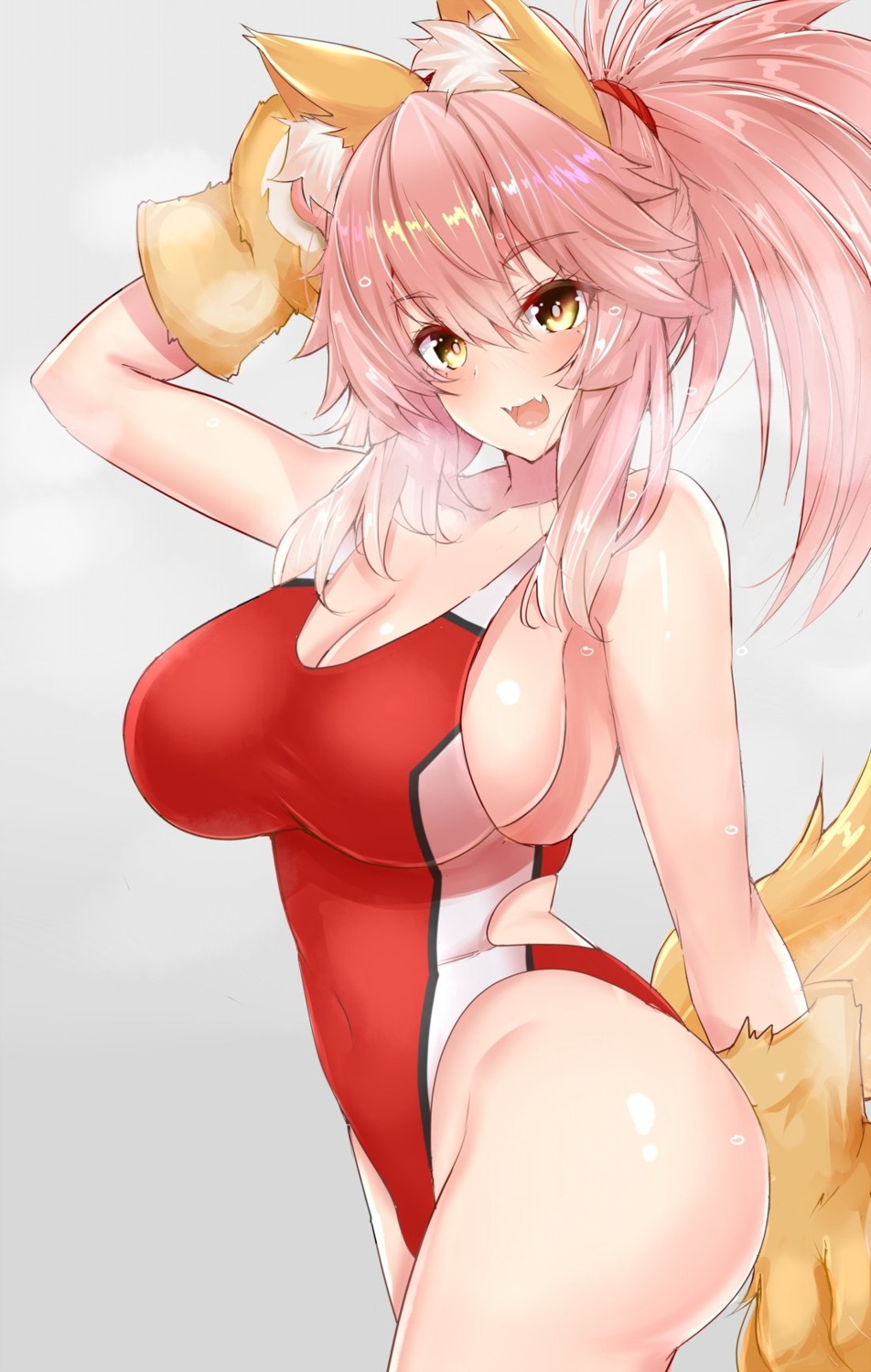 animal_ears cleavage fate/grand_order kitsune sankakusui_(artist) swimsuits tail tamamo_cat