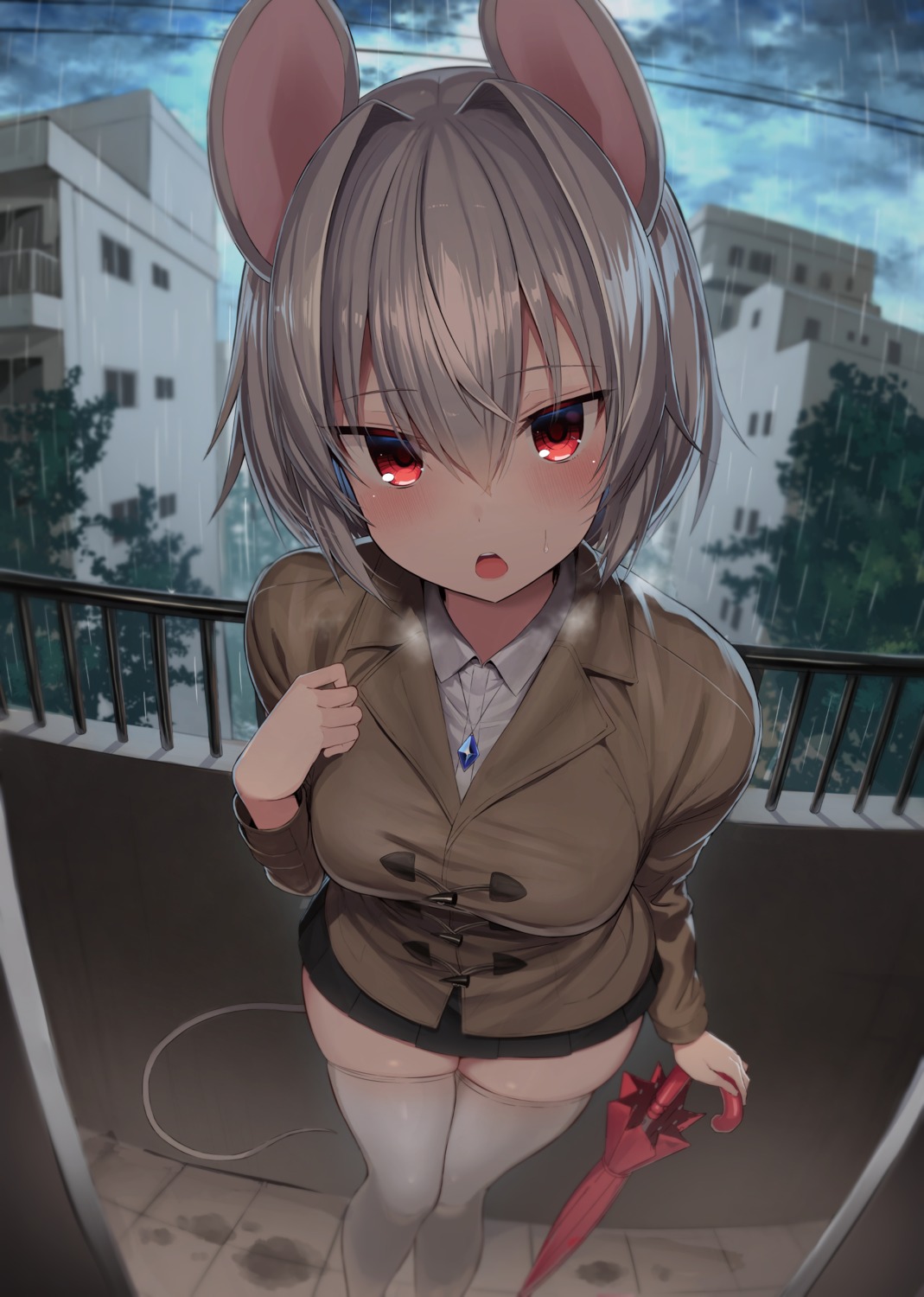 animal_ears greatmosu nazrin tail thighhighs touhou umbrella