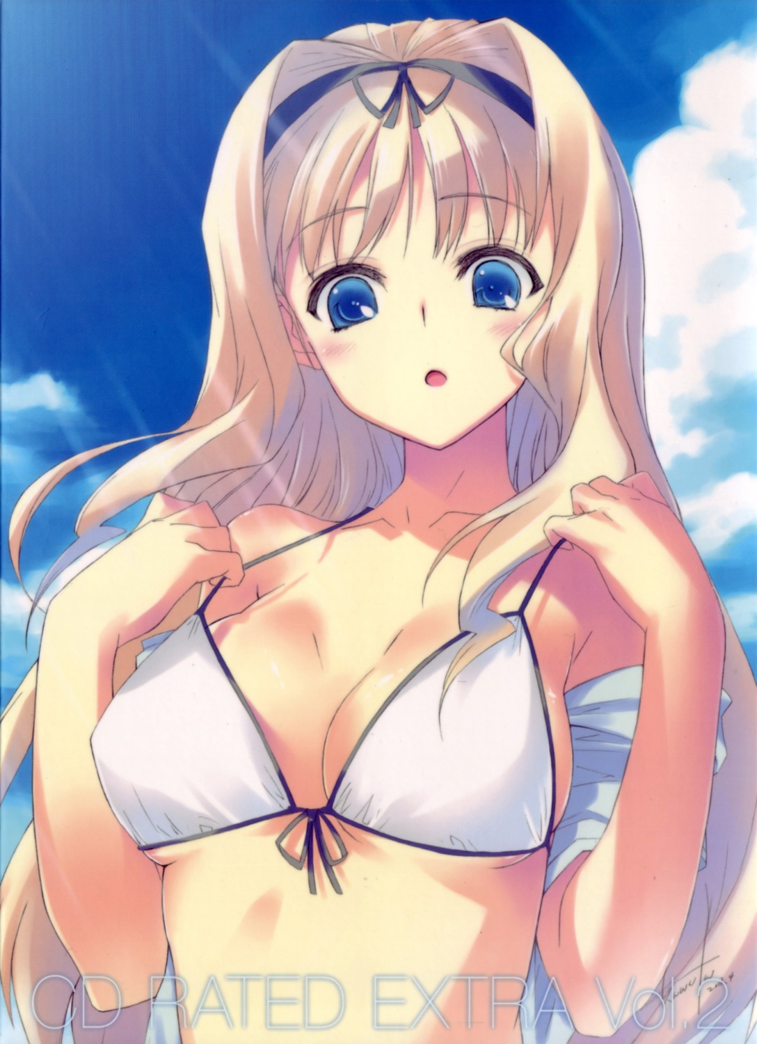 bikini cleavage kawata_hisashi kusugawa_sasara swimsuits to_heart_(series) to_heart_2