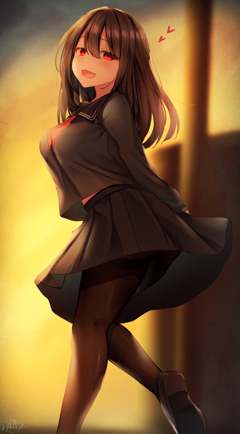 pantyhose ramchi seifuku skirt_lift yandere-chan_(ramchi)