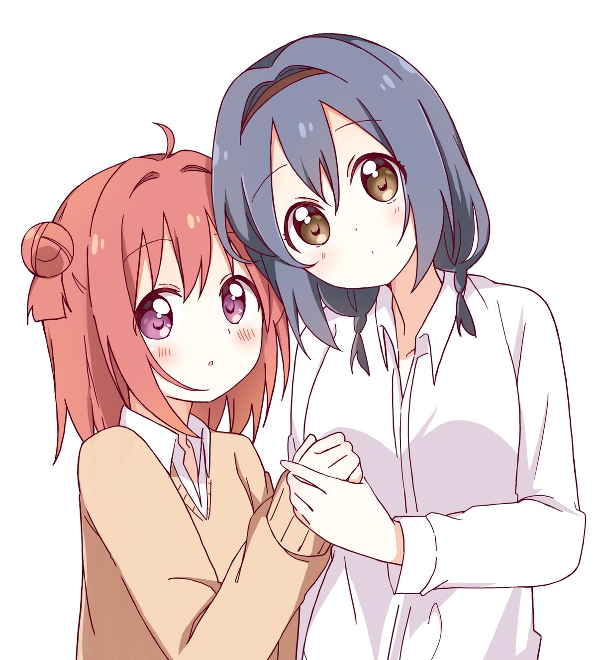 akaza_akari dress_shirt furutani_himawari mesushio sweater yuru_yuri