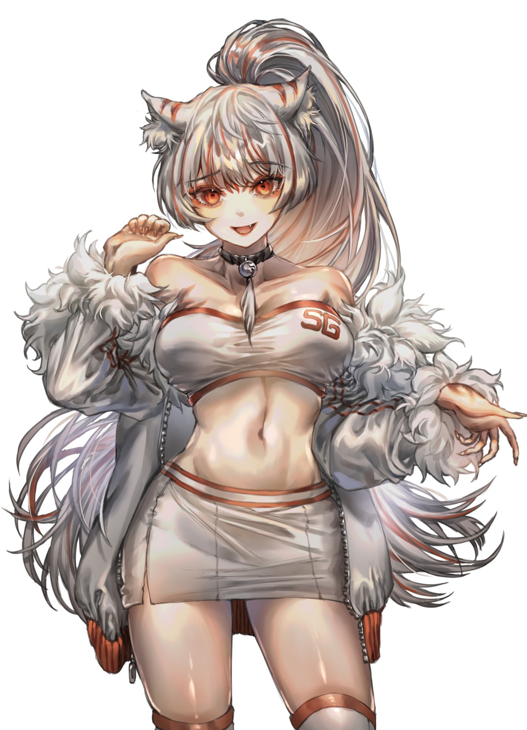 animal_ears cleavage hobby_(artist) open_shirt thighhighs
