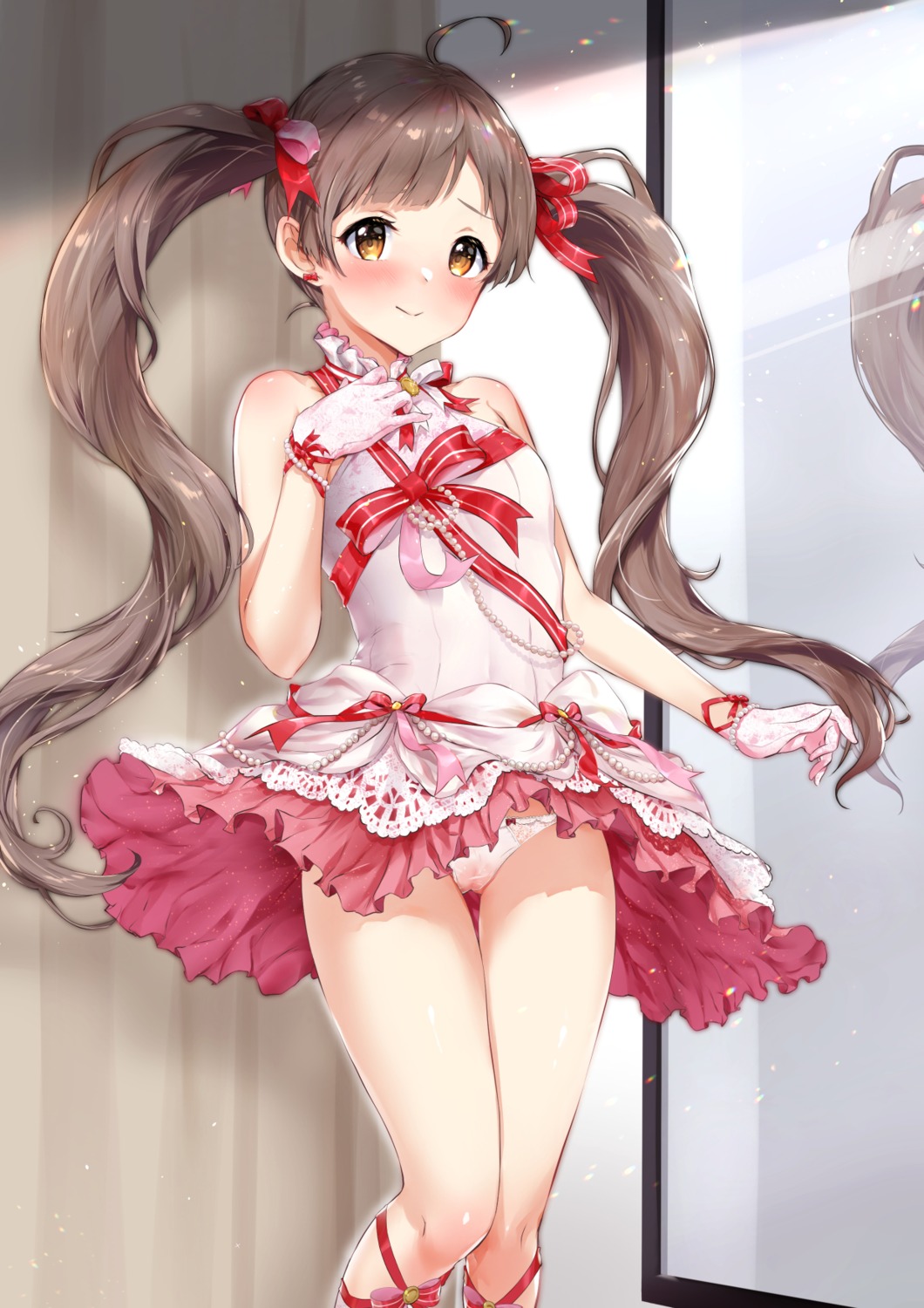 dress hakozaki_serika hogushi_mizu pantsu pussy see_through skirt_lift the_idolm@ster the_idolm@ster_million_live!