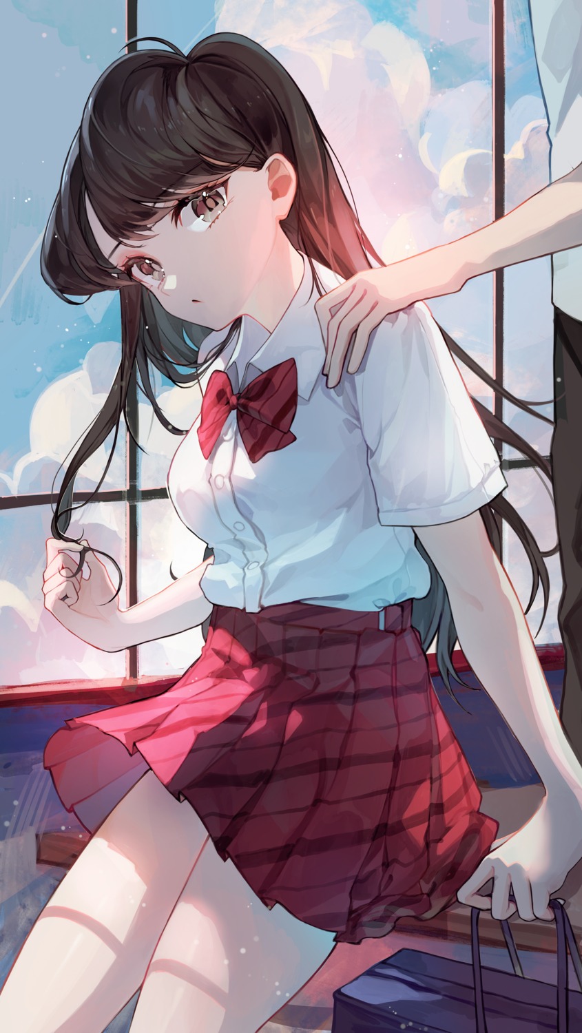 happyongdal komi-san_wa_komyushou_desu. komi_shouko seifuku skirt_lift