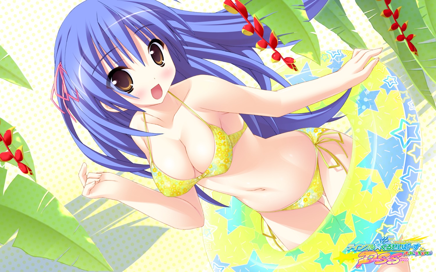 bikini cleavage kannagi_rei kujou_ria swimsuits twinkle_crusaders twinkle_crusaders_-passion_star_stream- wallpaper