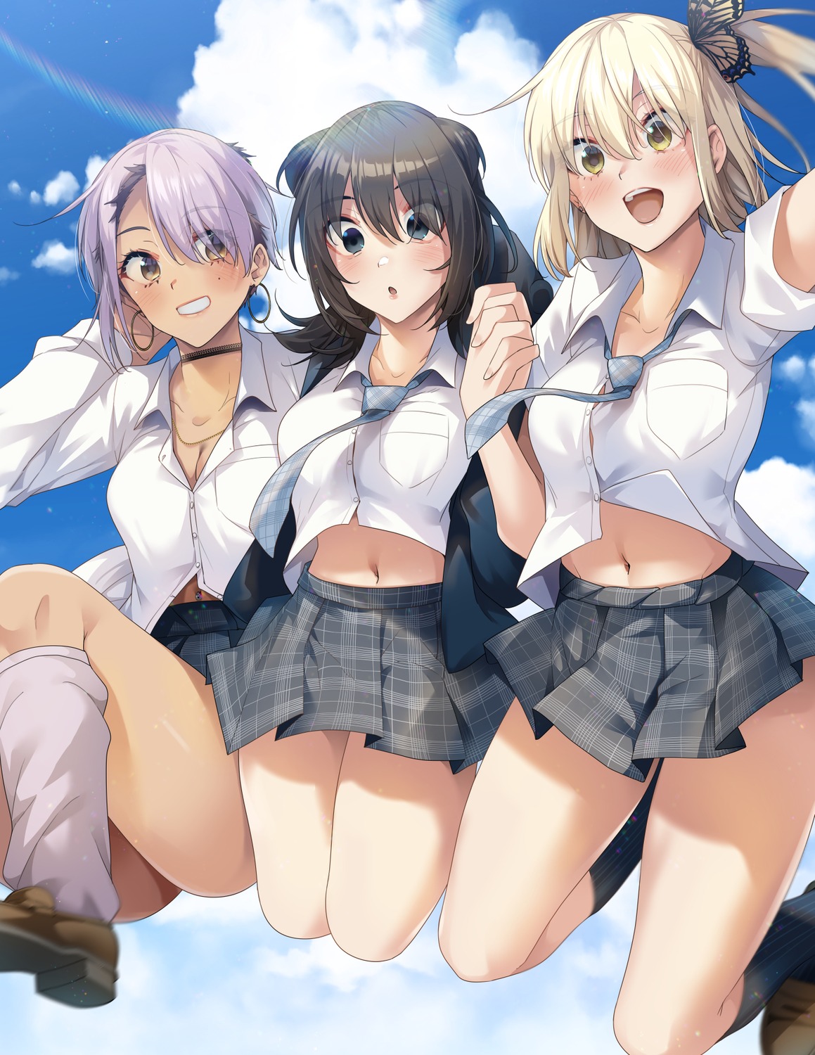 cleavage ryouma_(galley) seifuku skirt_lift yumeochi:_yume_de_bokura_wa_koi_ni_ochiru