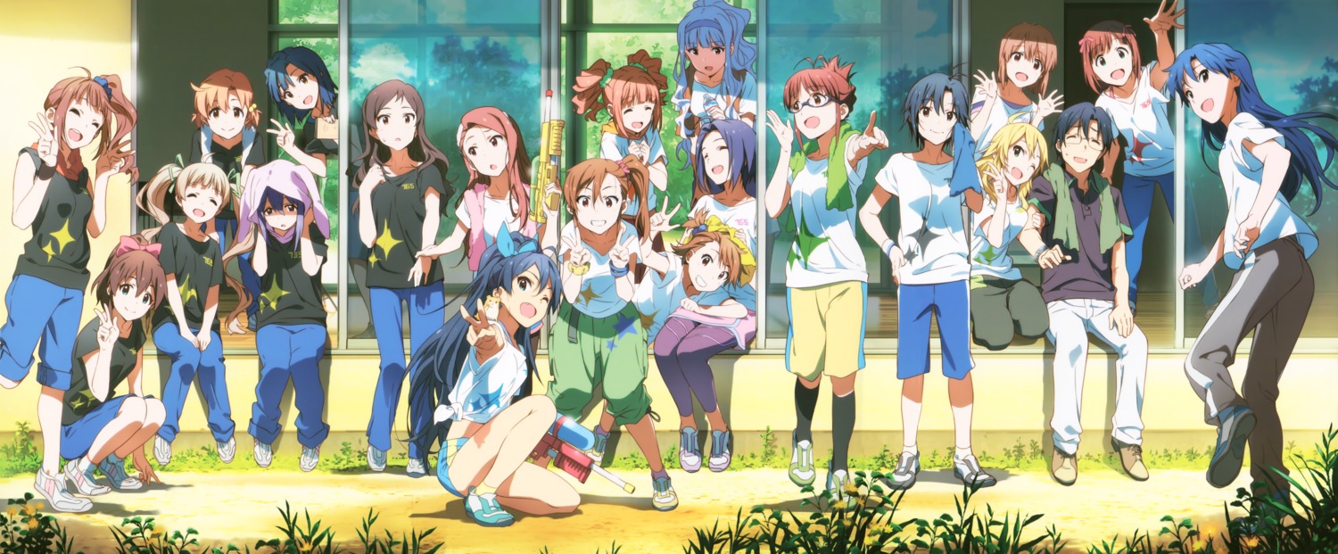 akizuki_ritsuko amami_haruka futami_ami futami_mami ganaha_hibiki gun hagiwara_yukiho hakozaki_serika hoshii_miki kikuchi_makoto kisaragi_chihaya kitazawa_shiho megane minase_iori miura_azusa mochizuki_anna nanao_yuriko nishigori_atsushi producer satake_minako shijou_takane takatsuki_yayoi the_idolm@ster the_idolm@ster_million_live! towel yabuki_kana yokoyama_nao