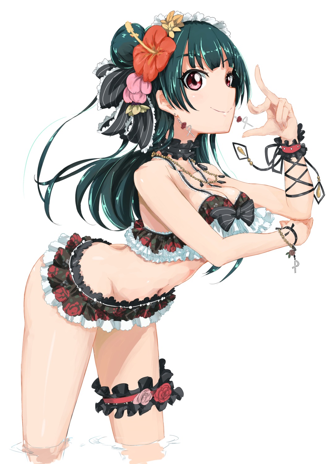 bikini cleavage garter love_live!_sunshine!! qualitynine117 swimsuits tsushima_yoshiko wet