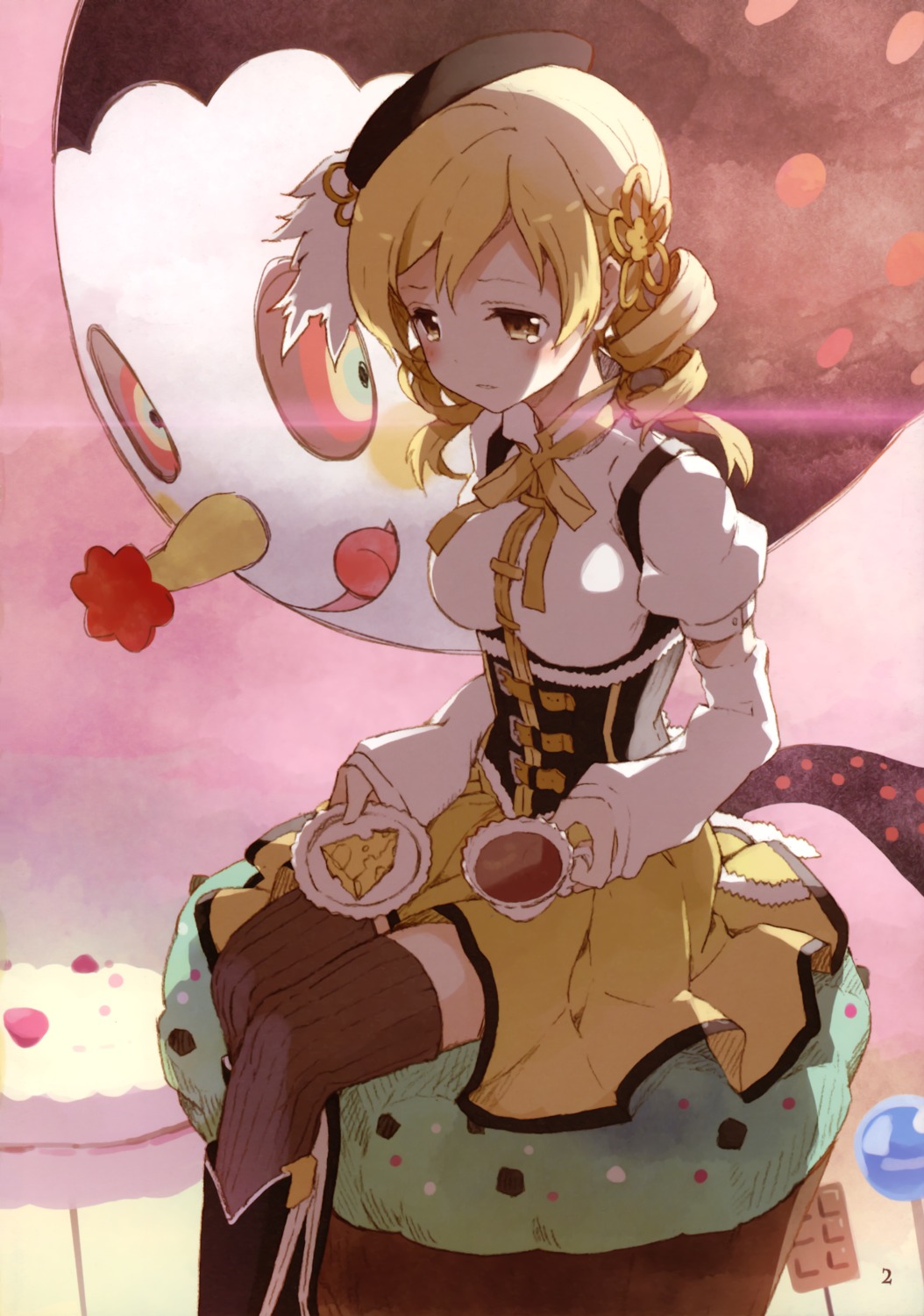 atelier_tiv_artworks charlotte_(puella_magi_madoka_magica) puella_magi_madoka_magica thighhighs tiv tomoe_mami