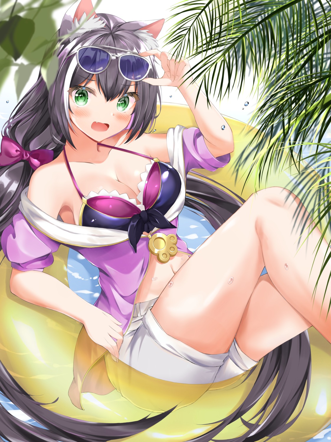 animal_ears bikini_top cleavage karyl_(princess_connect) megane nekomimi open_shirt princess_connect princess_connect!_re:dive shizuku_(shizukusushi) swimsuits