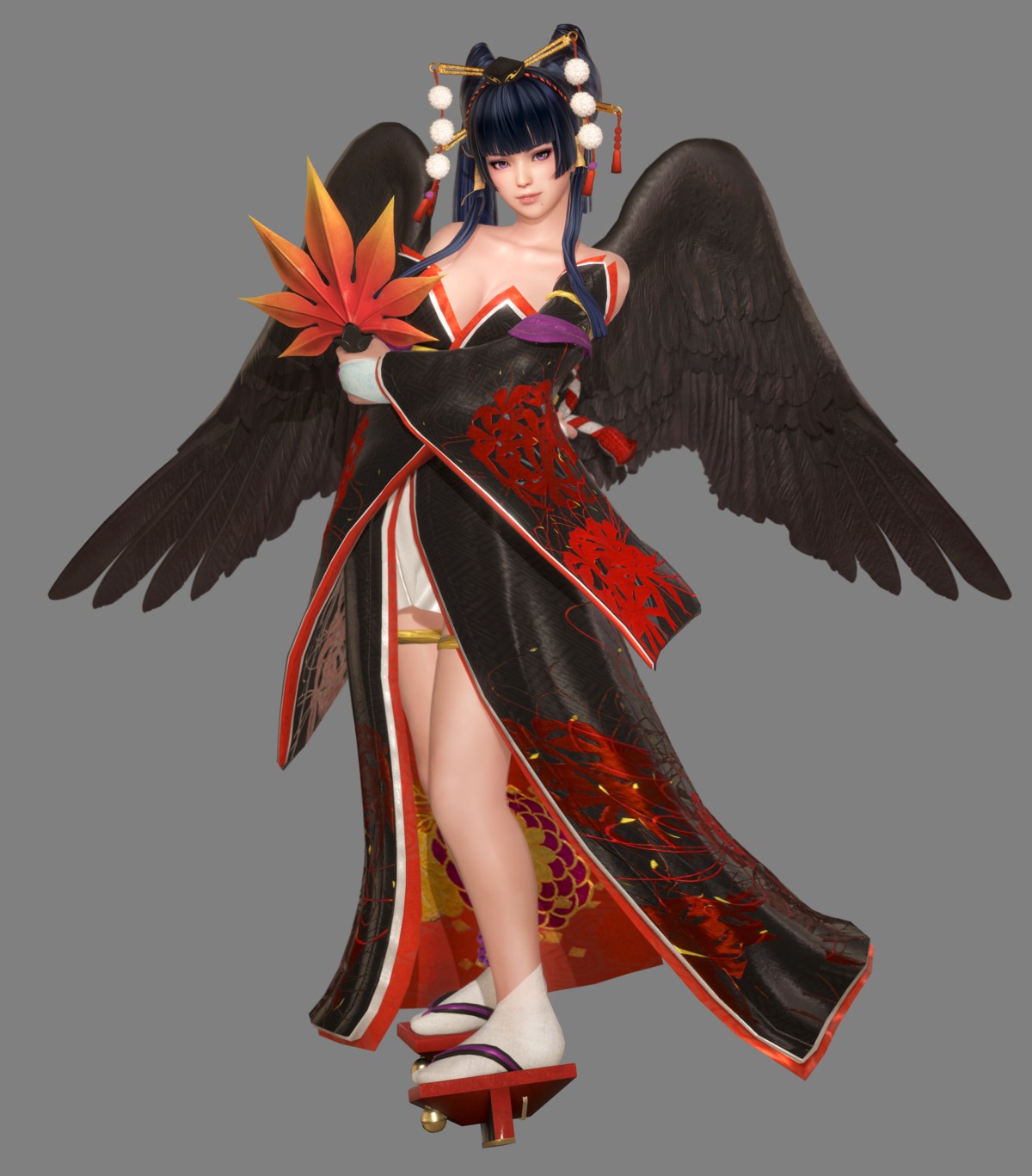 cg cleavage dead_or_alive dead_or_alive_6 garter japanese_clothes koei_tecmo nyotengu wings