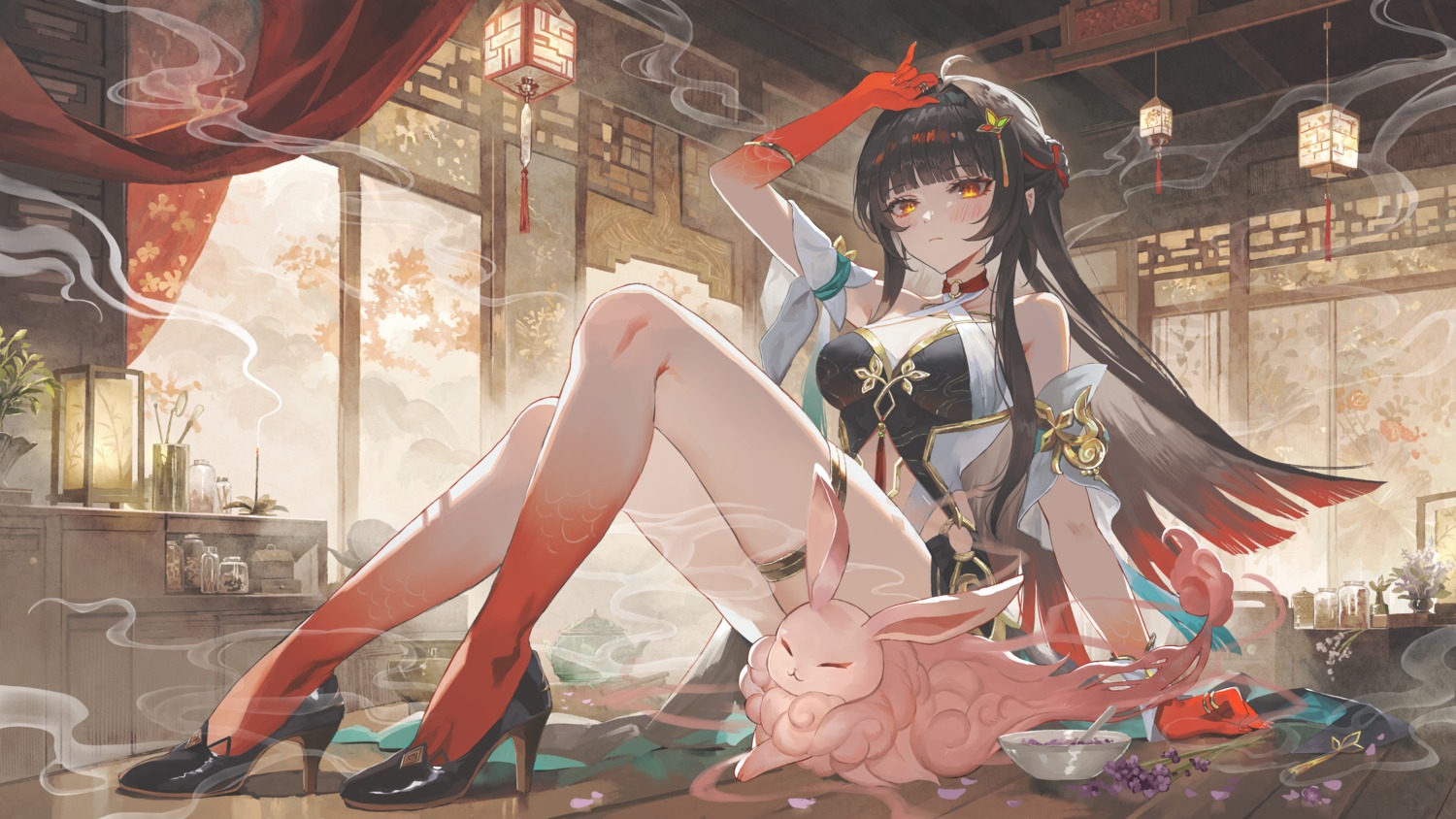 asian_clothes garter heels honkai:_star_rail lingsha yumeno_yume