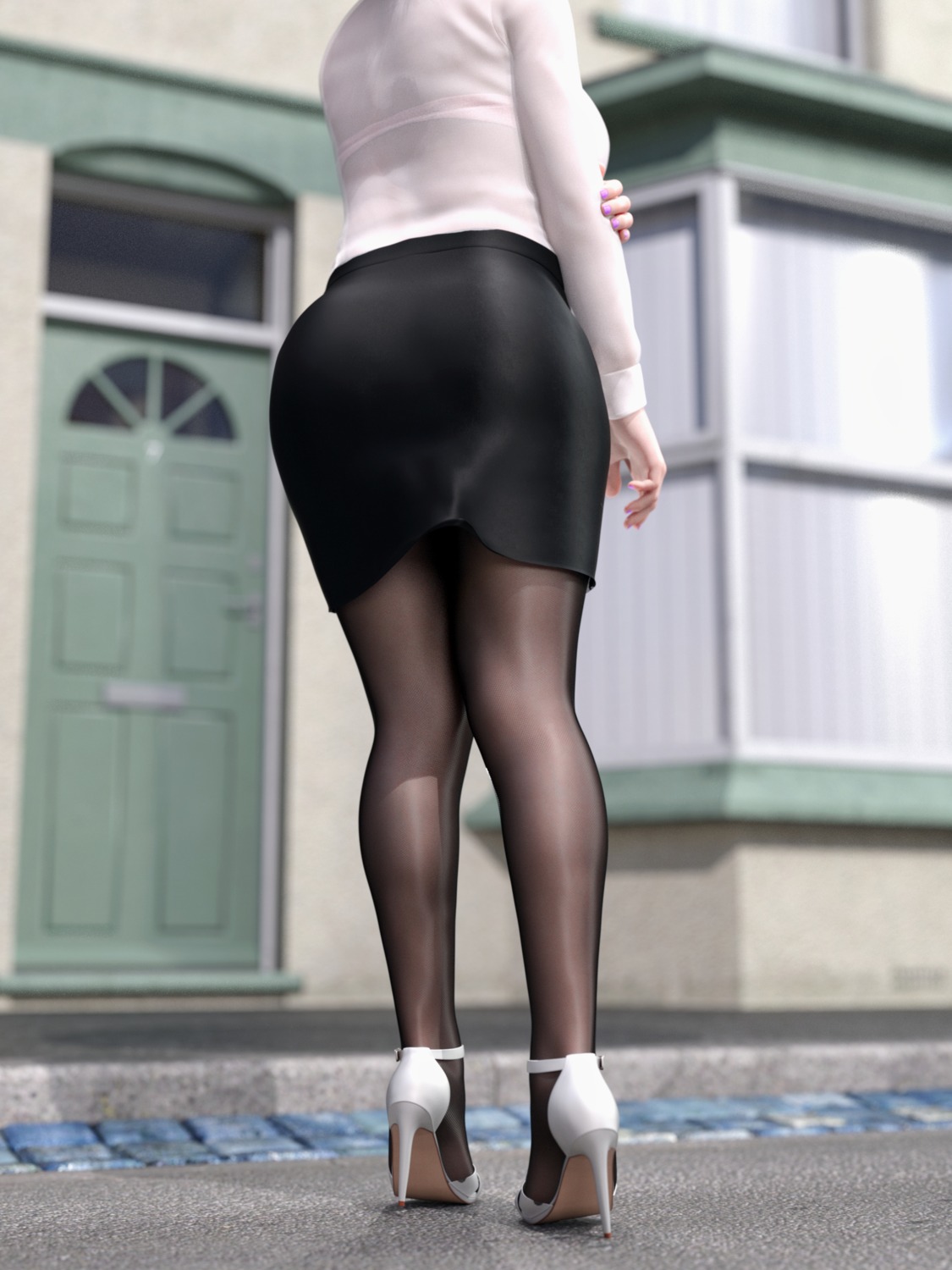 ass bra cg heels pantyhose see_through tagme