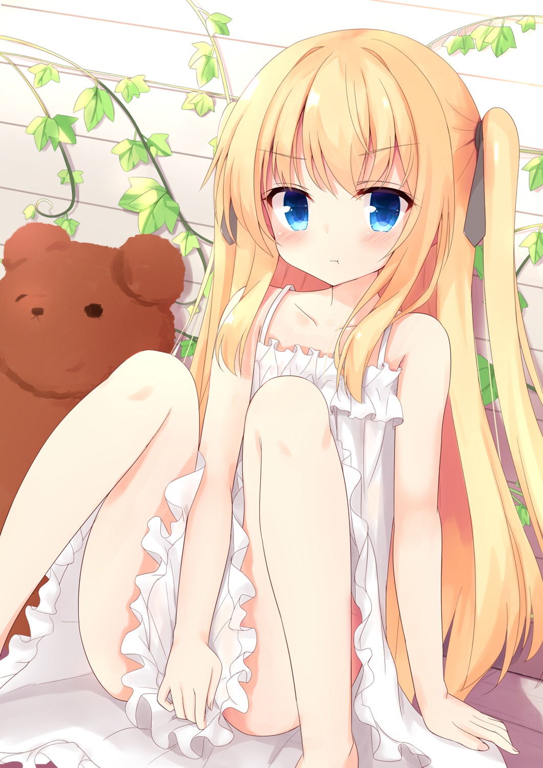 dress hiragana_ababa loli no_bra see_through skirt_lift summer_dress