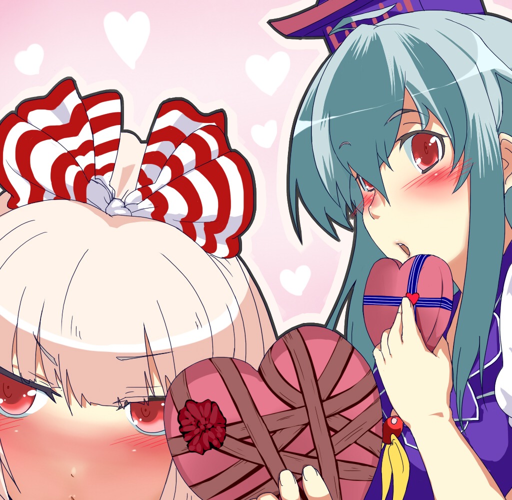 fujiwara_no_mokou kamishirasawa_keine rugi touhou valentine